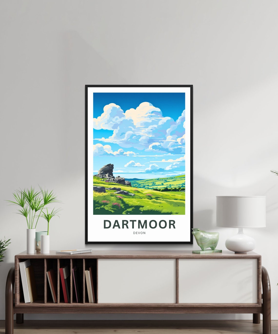 Dartmoor Devon Granite Tor and Rolling Moor Under Big Skies Poster - Image 2