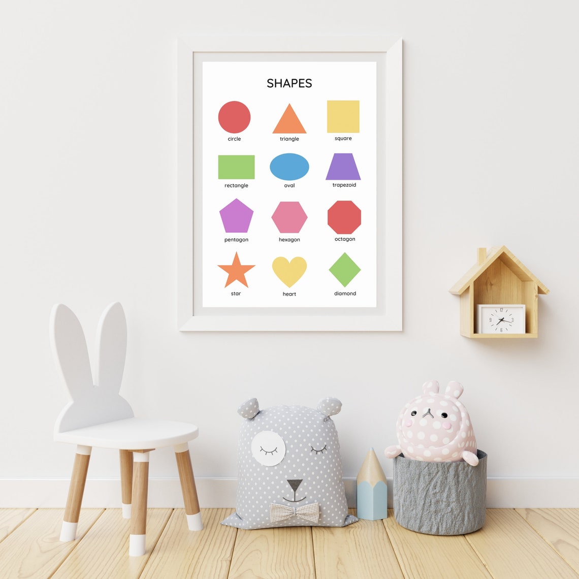 Shapes Chart Colorful Geometric Circle Triangle Star Kids Poster - Image 4