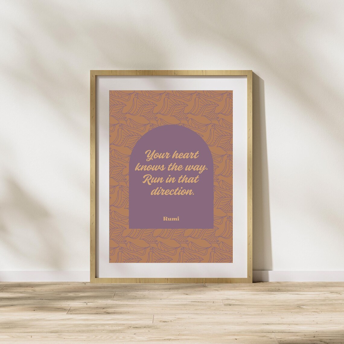 Rumi Your Heart Knows the Way Quote Terracotta Purple Arch Poster - Image 5
