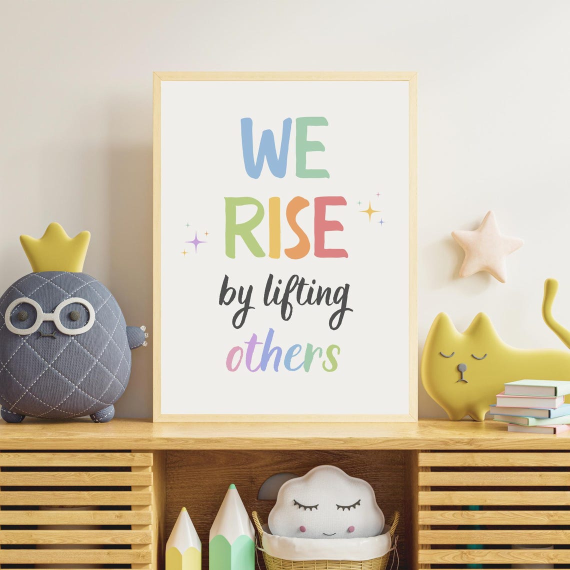 We Rise By Lifting Others Positive Affirmations Growth Mindset Rainbow Classroom Poster Educational Art Therapy Office Decor Mental Health - Image 6