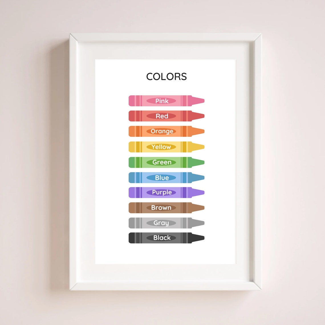 Colors Crayon Chart Rainbow Color Learning Kids Classroom Wall Poster - Image 3
