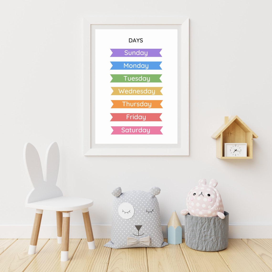 Days Of The Week Rainbow Banner Educational Classroom Wall Poster - Image 3