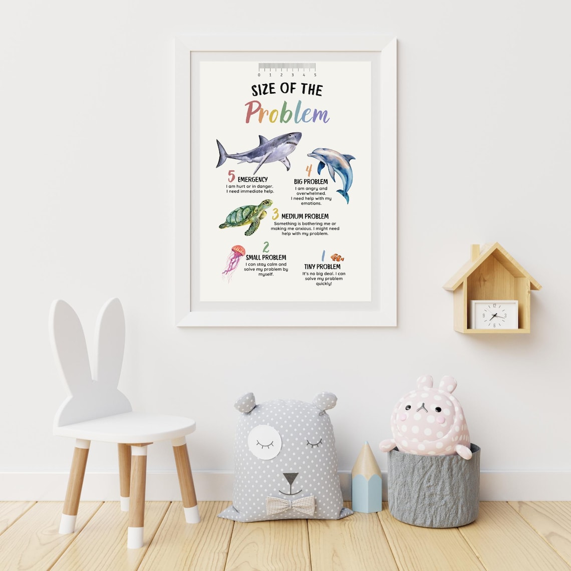 Size of the Problem Chart Sea Animals Emotional Regulation Kids Poster - Image 3