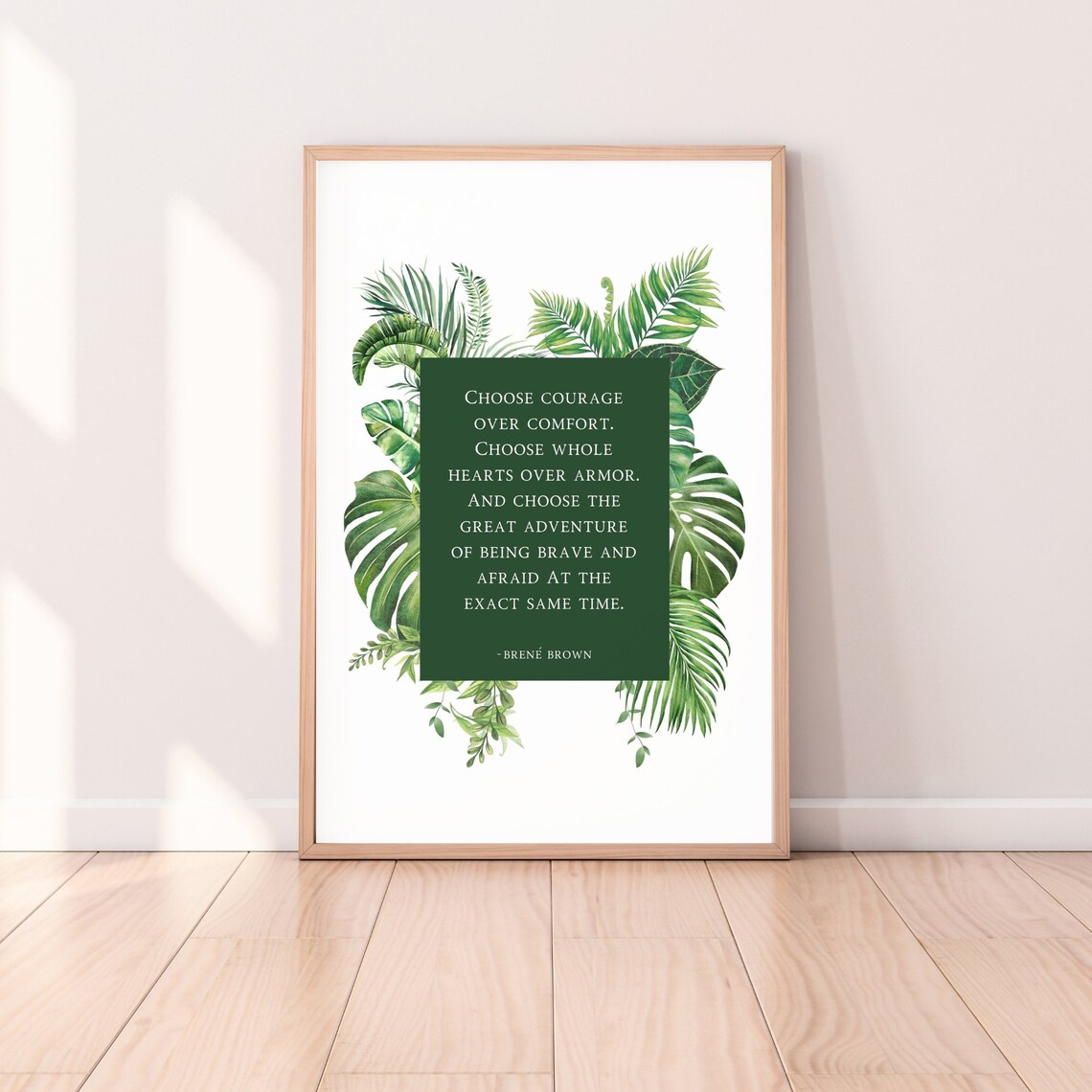 Brene Brown Choose Courage Over Comfort Green Botanical Leaf Poster - Image 6