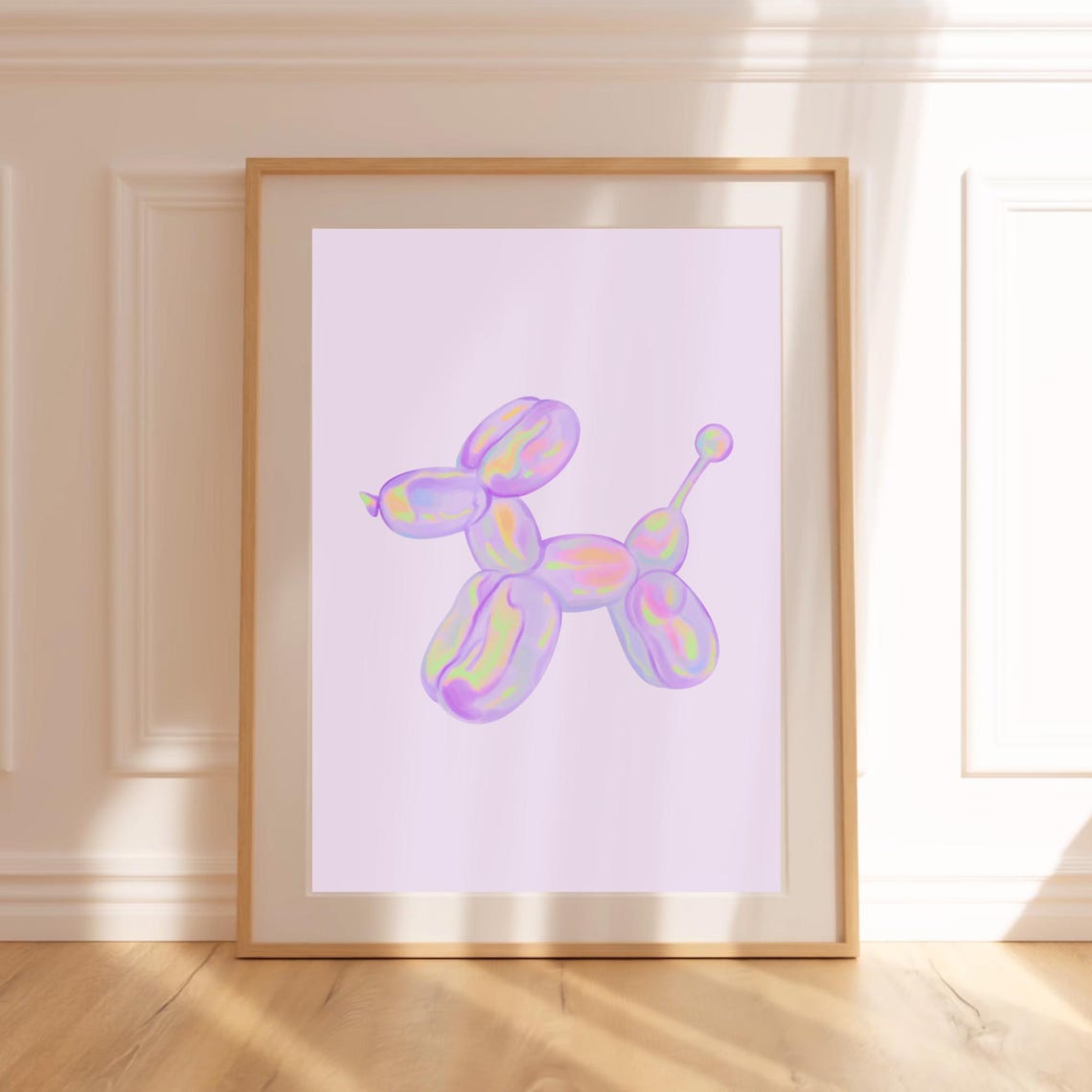 Lilac Holographic Balloon Dog Trendy Purple Iridescent Wall Poster