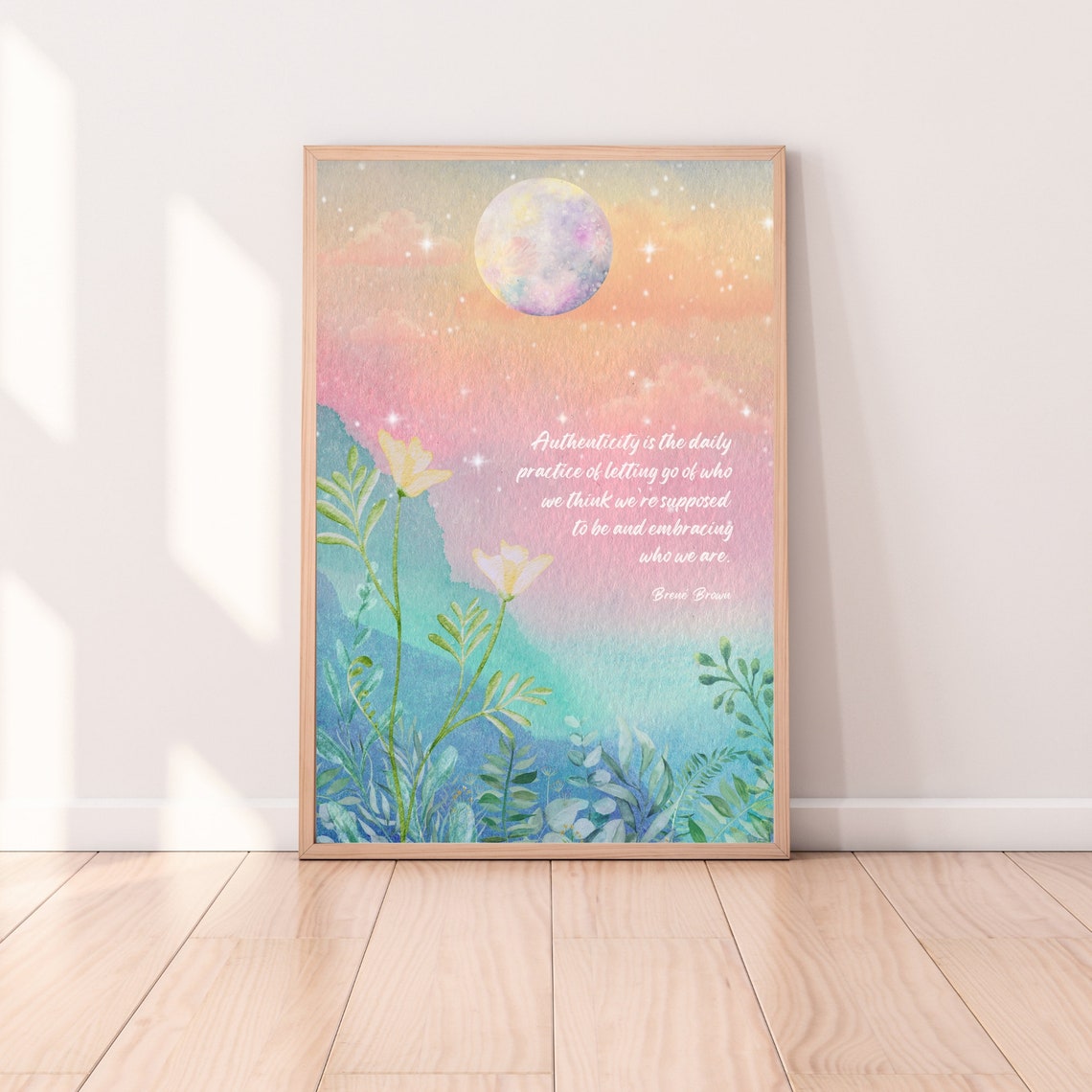 Brene Brown Authenticity Embrace Who You Are Moonlit Floral Poster - Image 5