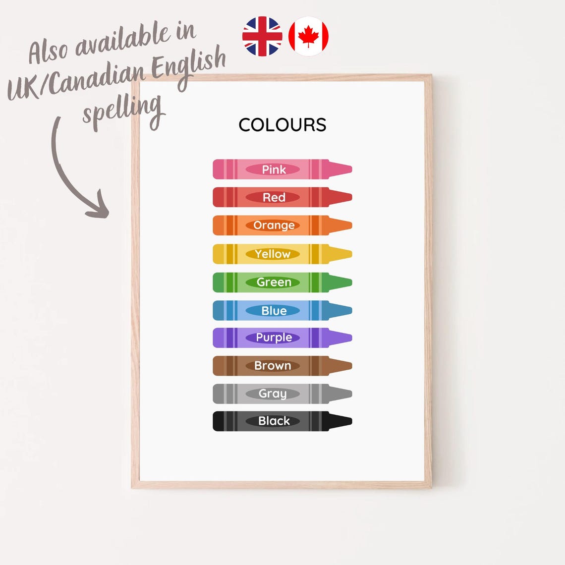 Colors Crayon Chart Rainbow Color Learning Kids Classroom Wall Poster - Image 6