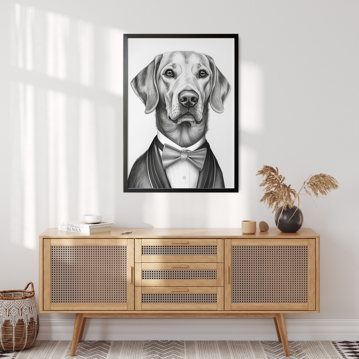 Dignified Labrador in Bow Tie Formal Pencil Sketch Portrait Poster - Image 4