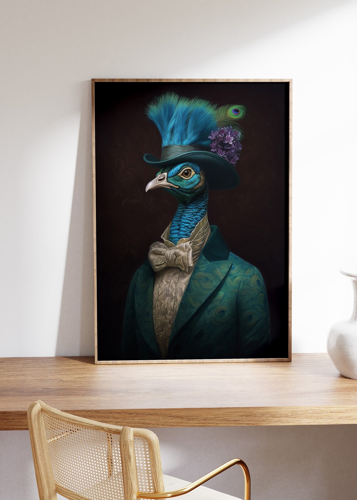 Vintage Peacock Portrait, Victorian Bird Art Print - Image 5