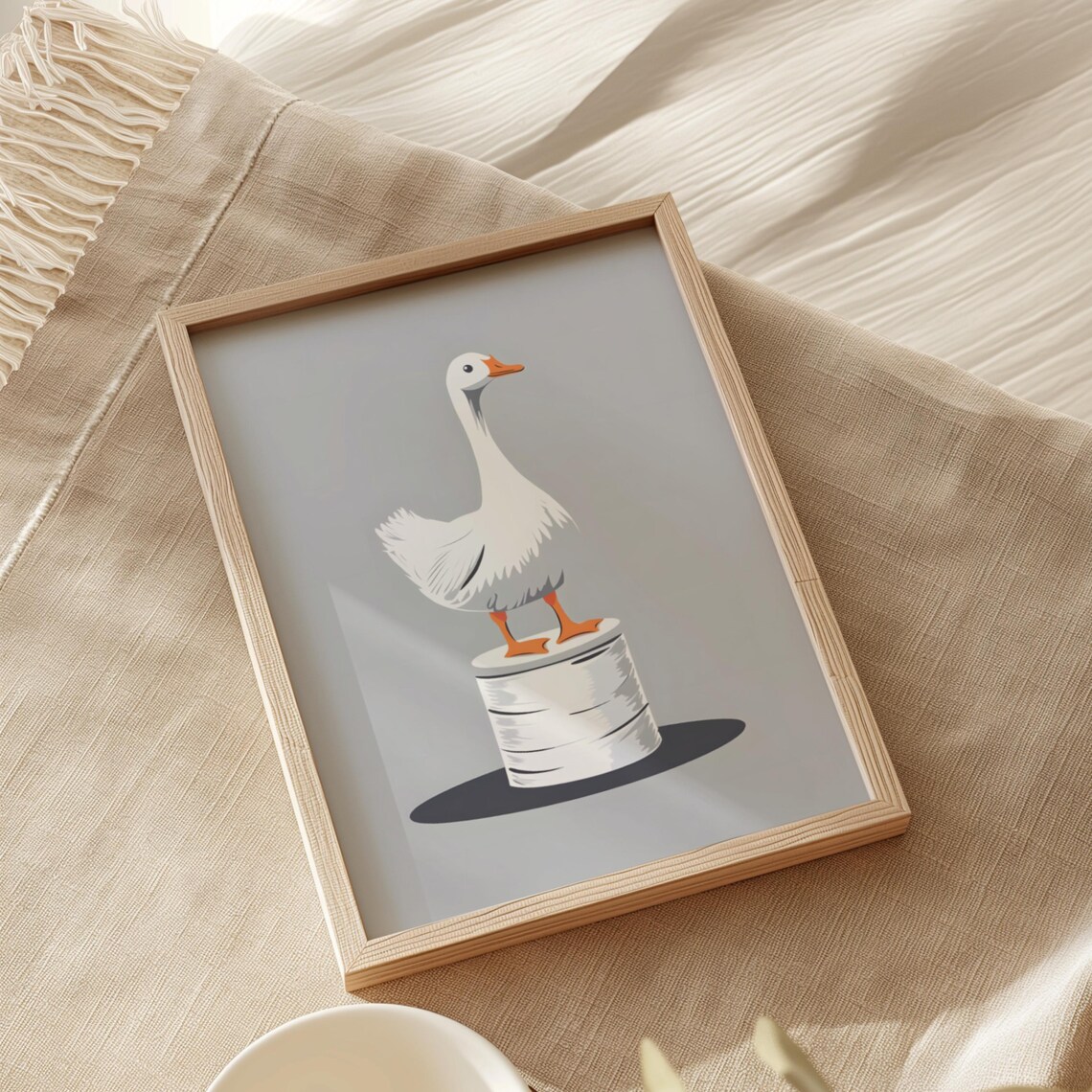 Silly White Goose Standing on Pedestal Minimalist Bathroom Poster - Image 2