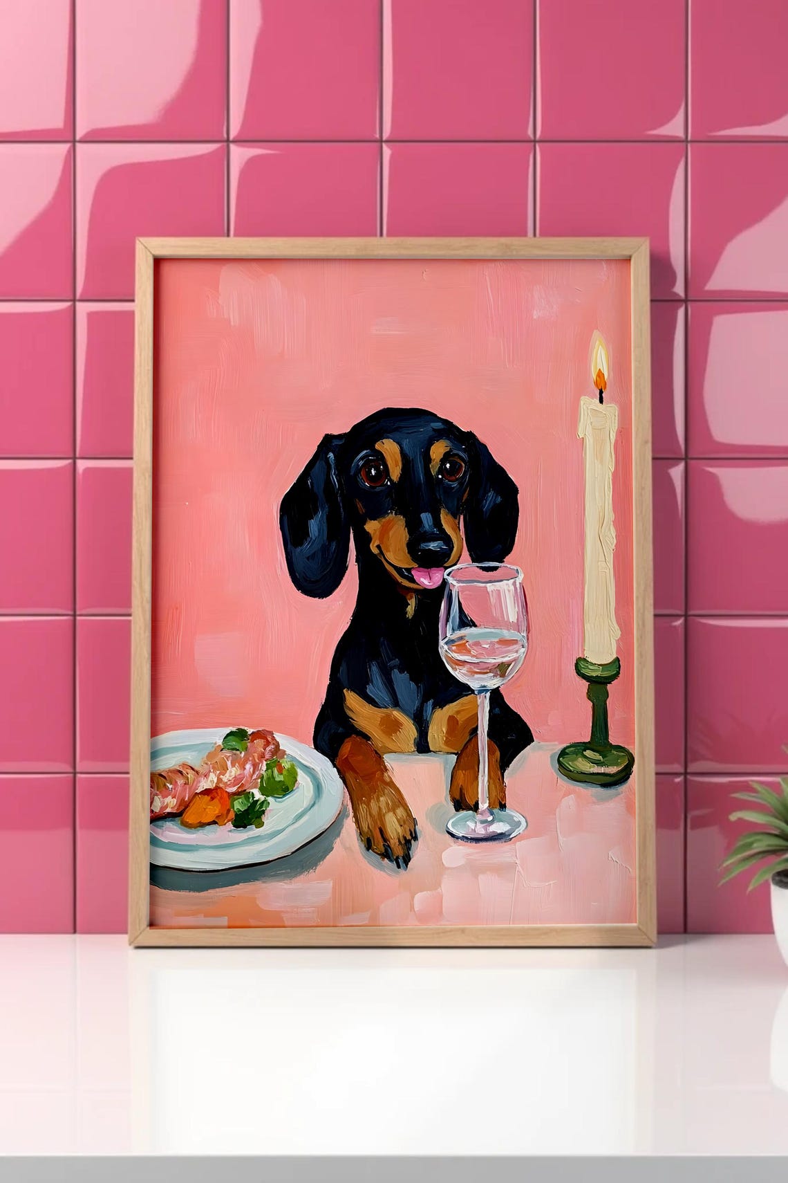 Dachshund Wall Print Sausage Dog Wall Art Modern Dog Lover Dog Wall Art Gift For Sausage Dog Mom Wiener Dog Poster Girly Wall Art - Image 2