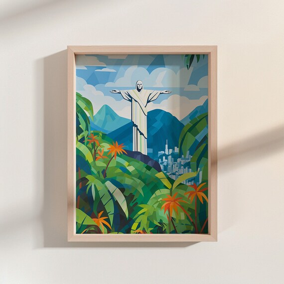 Christ The Redeemer Rio de Janeiro Tropical Jungle Landmark Poster