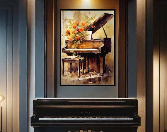 Piano Music Painting Print Of Paintinginstrument Art Framed Canvas Ready To Hang