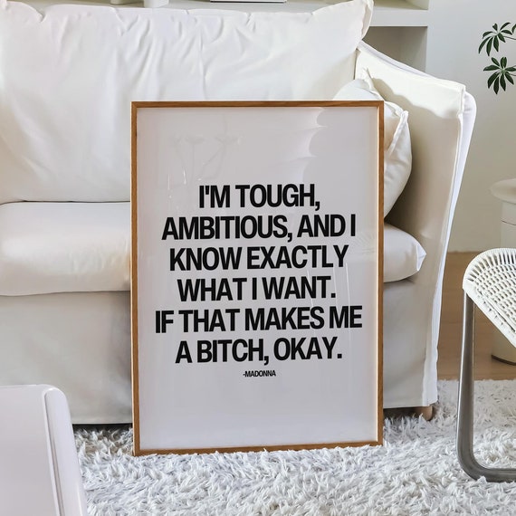 Motivational Feminist Quote Wall Art Monochrome Ambitious Positivity Quote Living Room Print Typography Minimalist Trendy Print