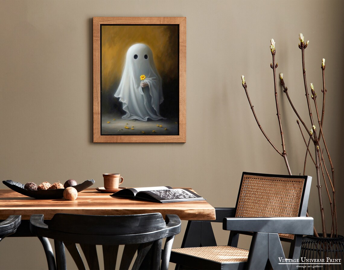 Flower Ghost Portrait, Dark Romantic Halloween Decor - Image 3