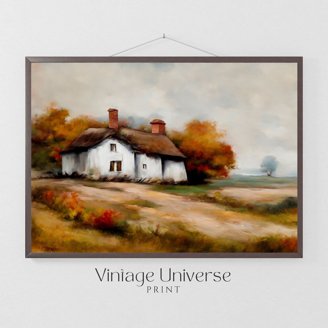 Cozy Autumn Cottage with Thatched Roof Fall Countryside Poster - Image 5