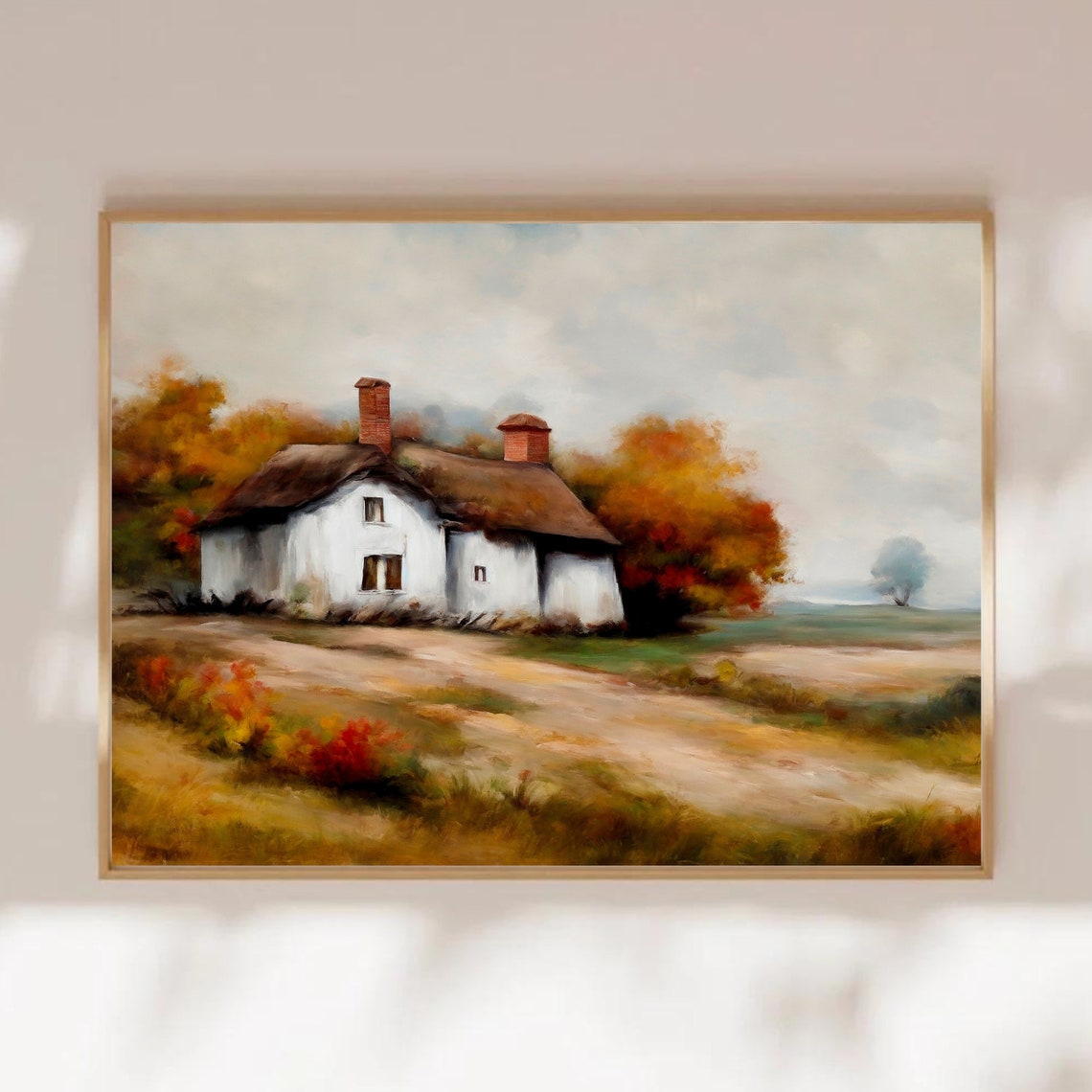 Cozy Autumn Cottage with Thatched Roof Fall Countryside Poster - Image 4
