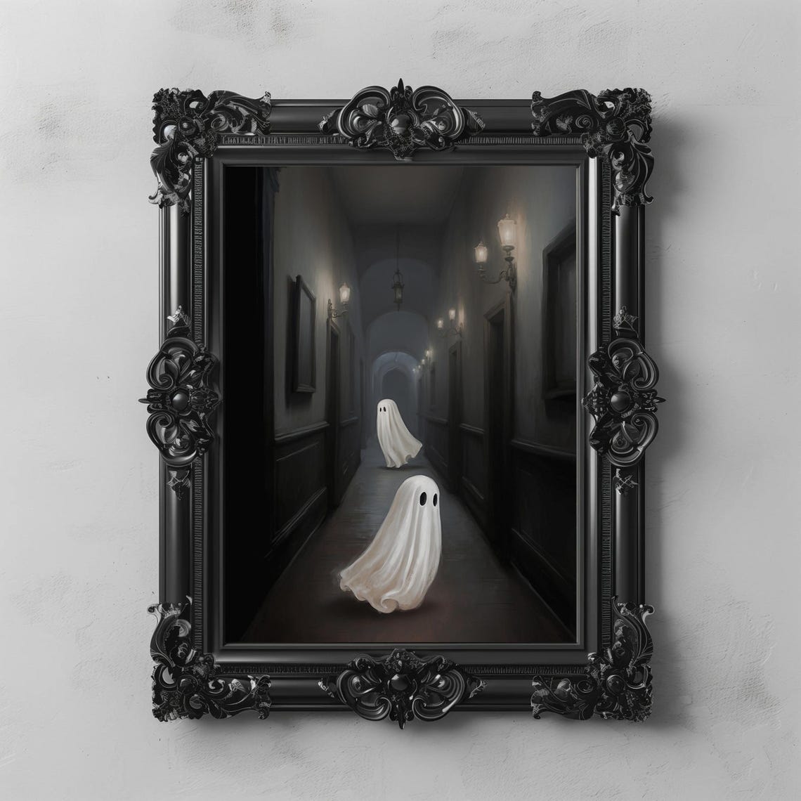 Ghosts In A Dark Manor Hallway Spooky Haunted Halloween Poster - Image 5