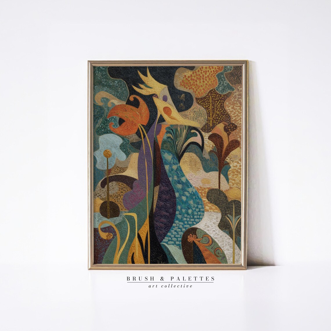 Surreal Botanical Abstract Fantasy Garden Colorful Oil Painting Poster