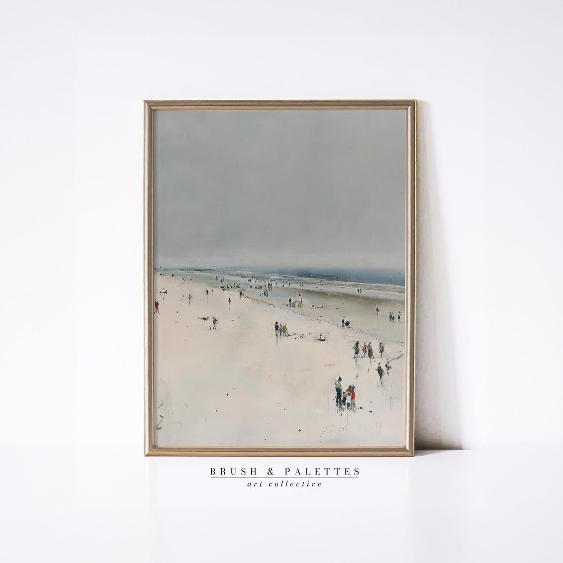 Beach Stroll Scene Minimalist Seaside Art Print