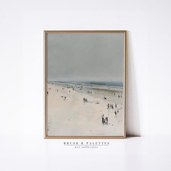 Beach Stroll Scene Minimalist Seaside Art Print