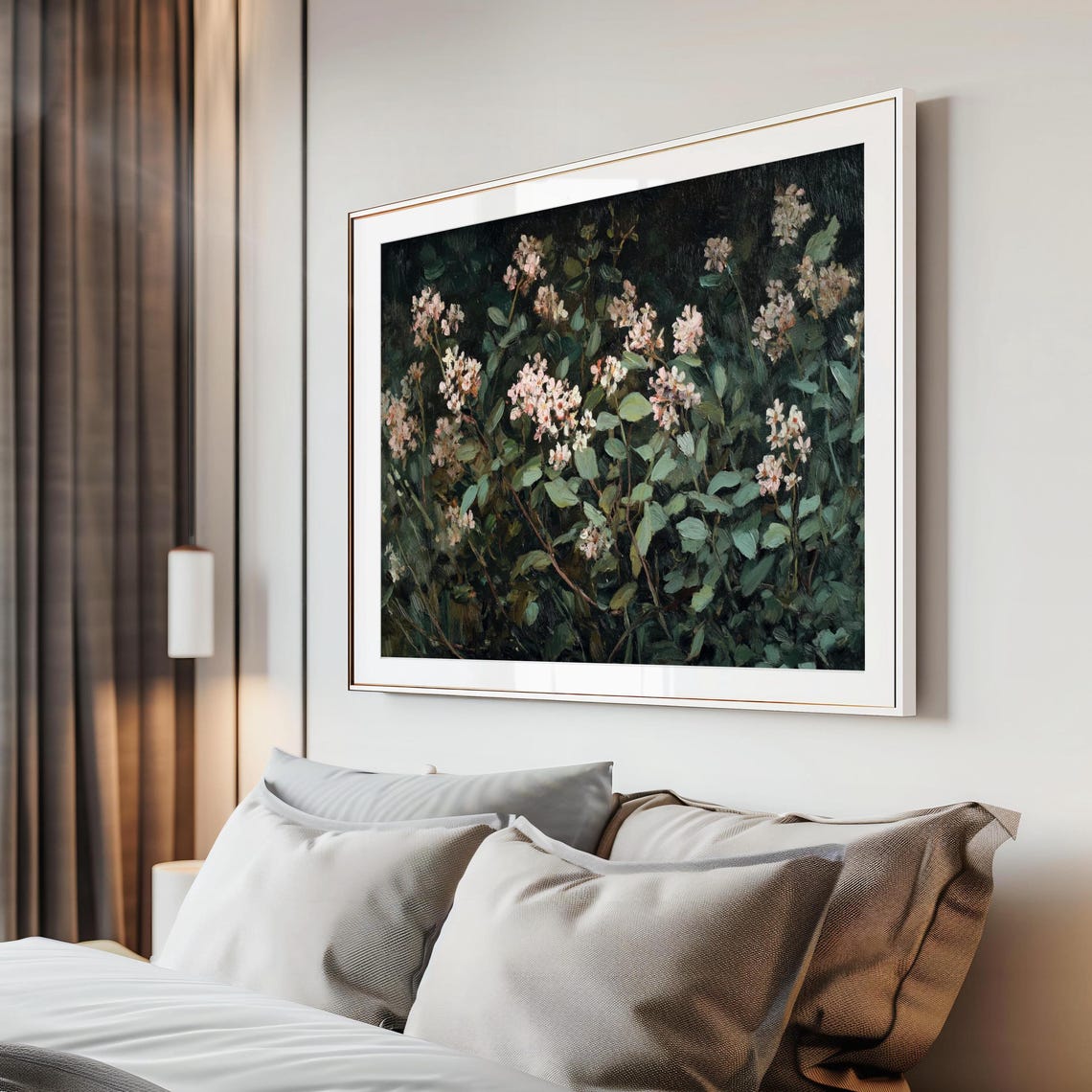Delicate Wildflowers In Lush Green Foliage Dark Moody Botanical Poster