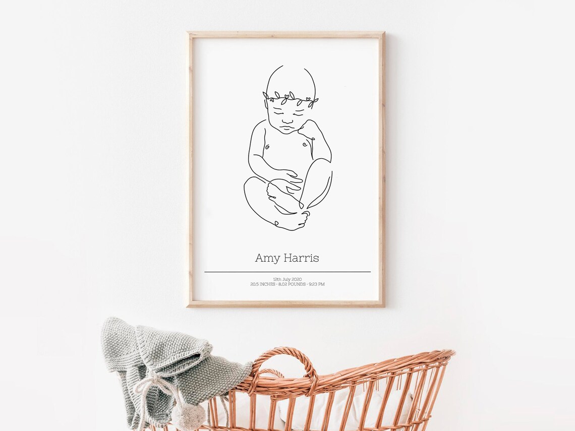 Custom Baby Loss Memorial Line Drawing Art Print - Image 6