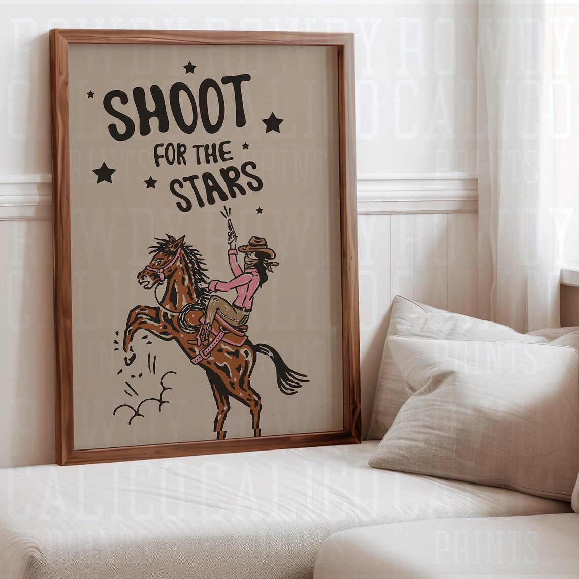 Shoot For The Stars Cowgirl Horseback Retro Western Quote Poster