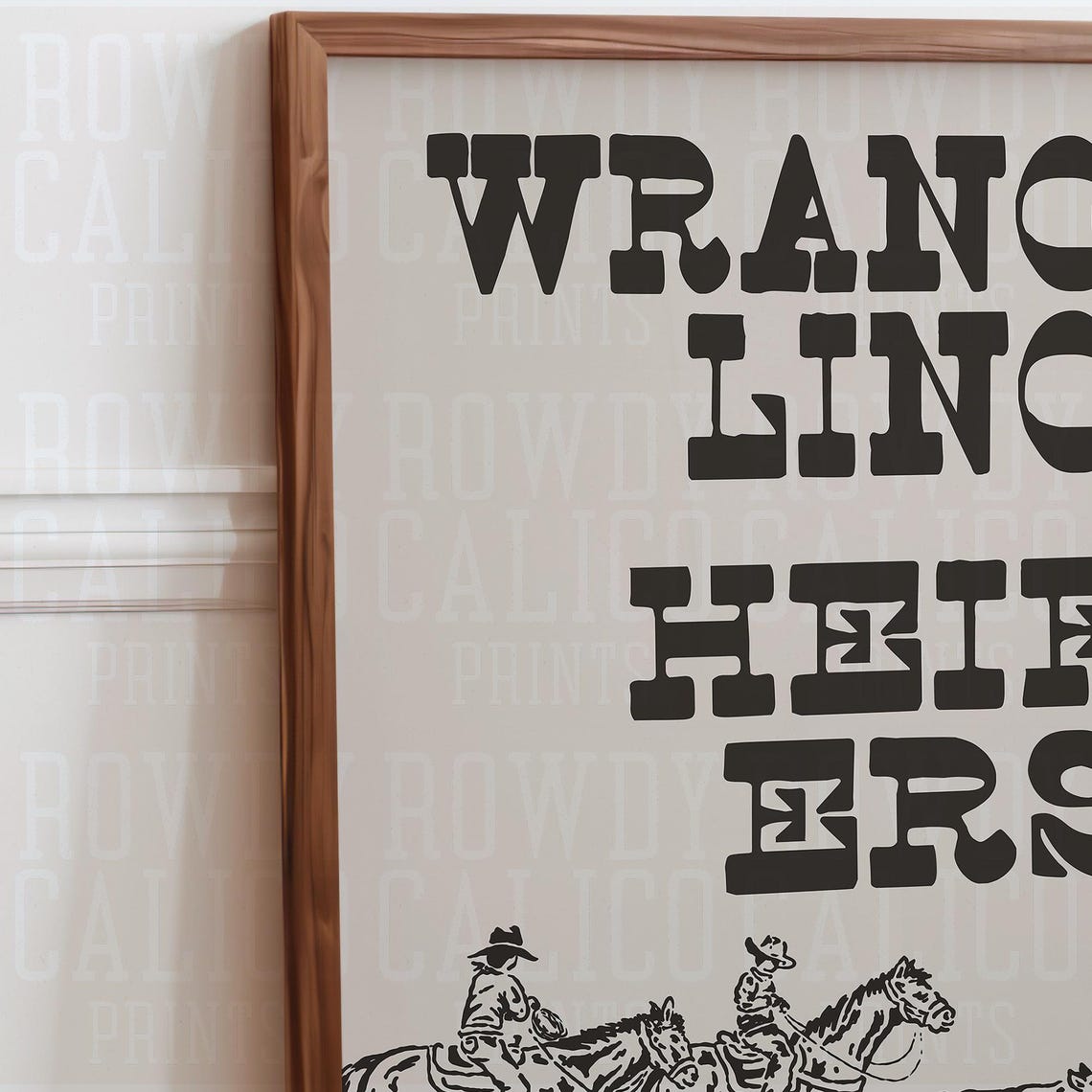 Wrangling Heifers Stacked Type Cattle Drive Silhouette Ranch Poster - Image 2
