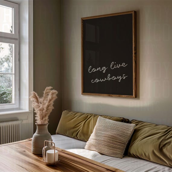 Long Live Cowboys Western Vintage Style Prints Minimalist Neutral Colors Trendy Wall Art Posters Black