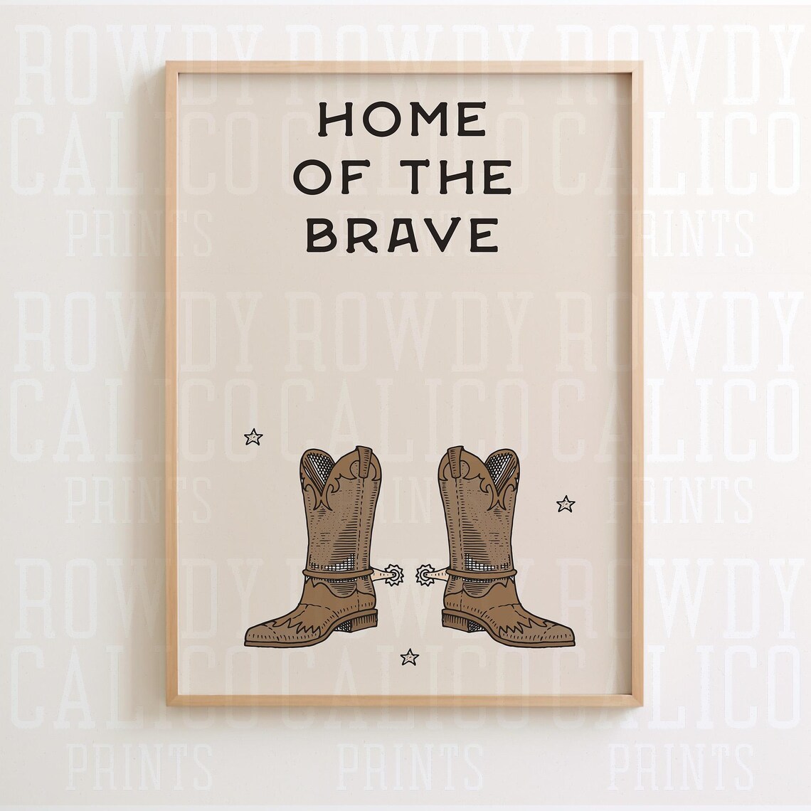 Home Of The Brave Cowboy Boots And Stars Western Quote Poster - Image 2