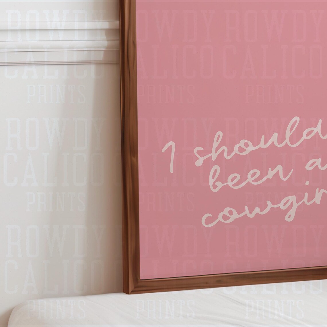 I Should've Been A Cowgirl White Script Pink Cowgirl Quote Poster - Image 3