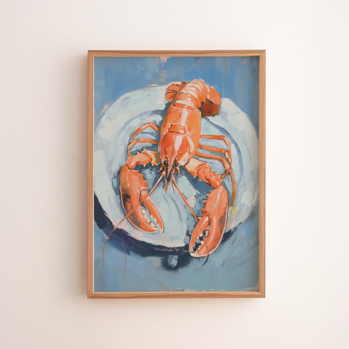 Red Lobster Culinary Art Print Vintage Nautical Kitchen Decor