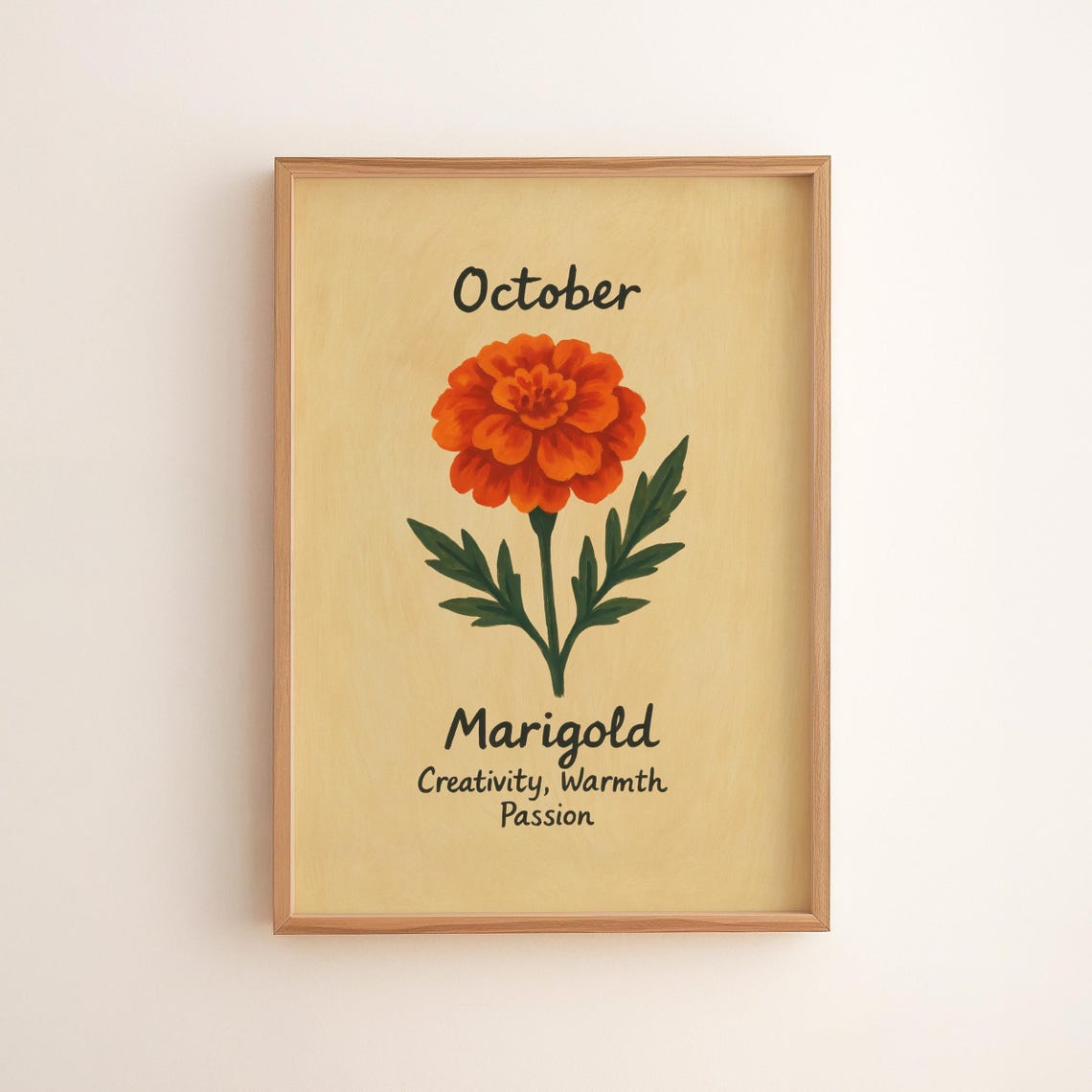 October Marigold Print Vintage Botanical Autumn Decor