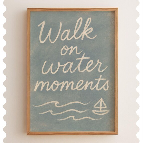 Walk On Water Scripture Print Christian Coastal Wall Art