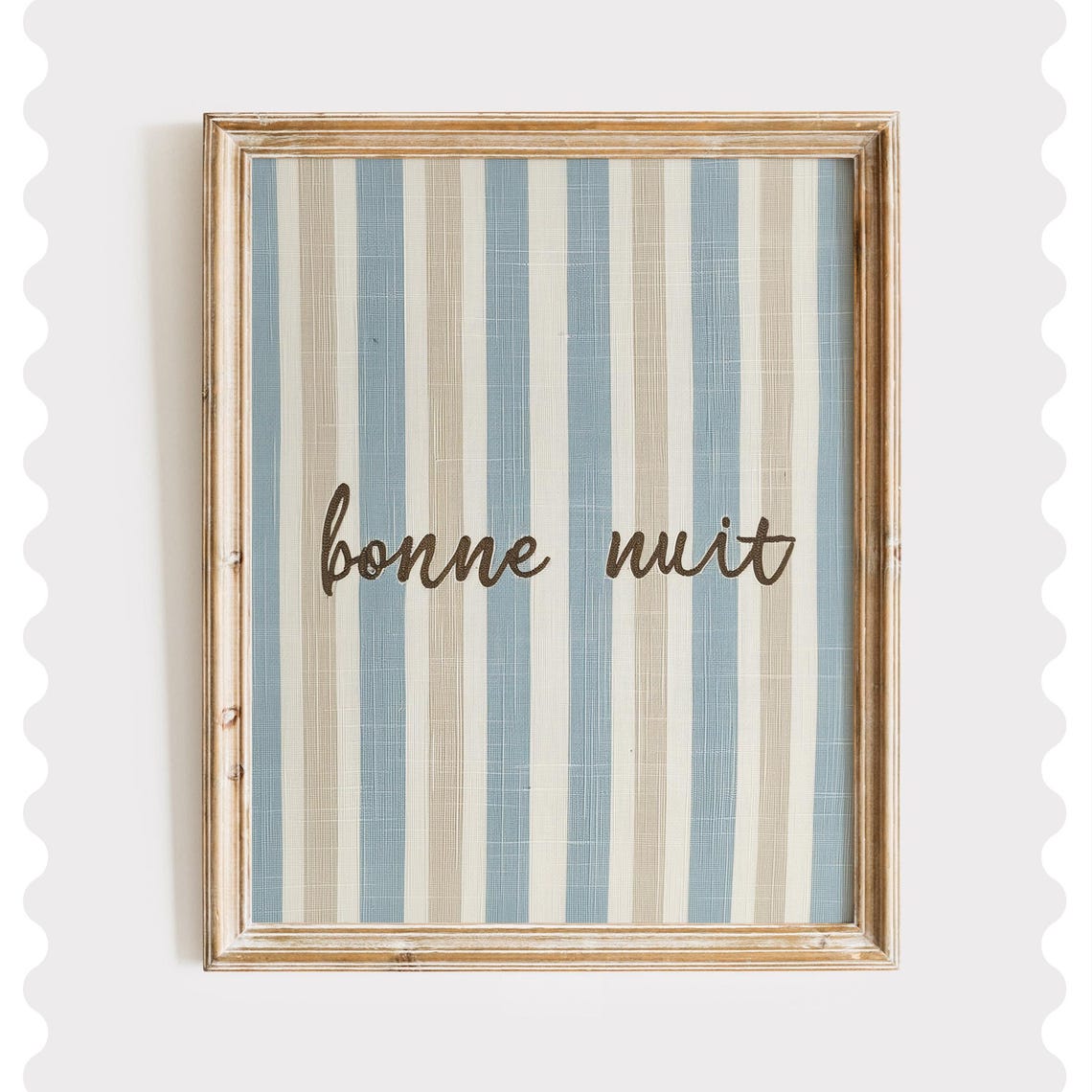 Bonne Nuit French Good Night Script Striped Bedroom Wall Art
