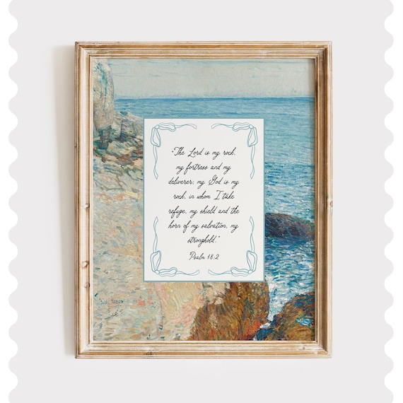 The Lord Is My Rock Psalm 18:2 Coastal Cliff Painting Poster