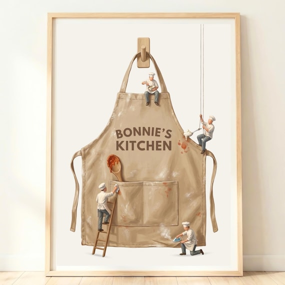 Bonnie's Kitchen Personalized Apron Tiny Chefs Whimsical Poster