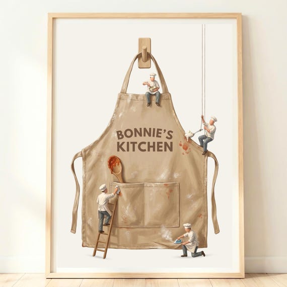 Personalized Kitchen Sign Gift Custom Print Apron Art Family Decor