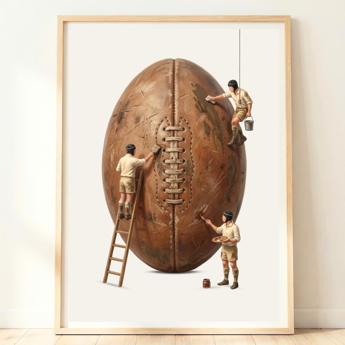 Rugby Vintage Ball Poster, Sports Room Decor