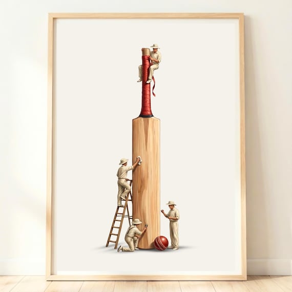 Cricket Bat Vintage Sports Room Art Print