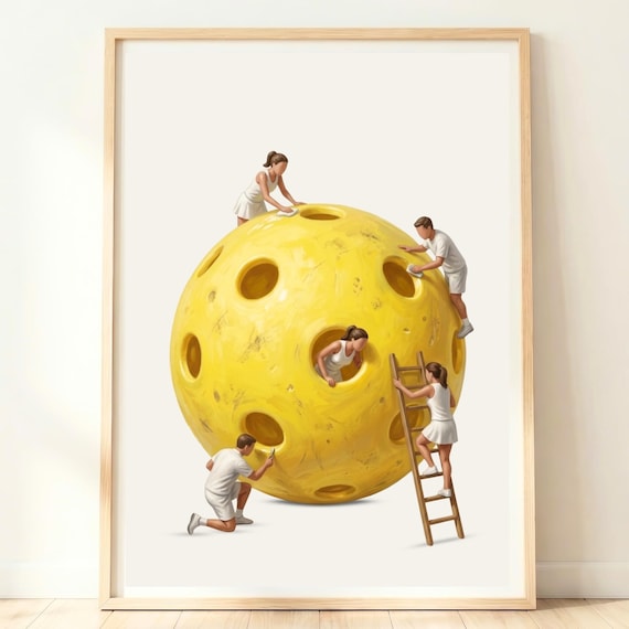 Pickleball Print Art Gifts Funny Surreal Sports Poster Decor
