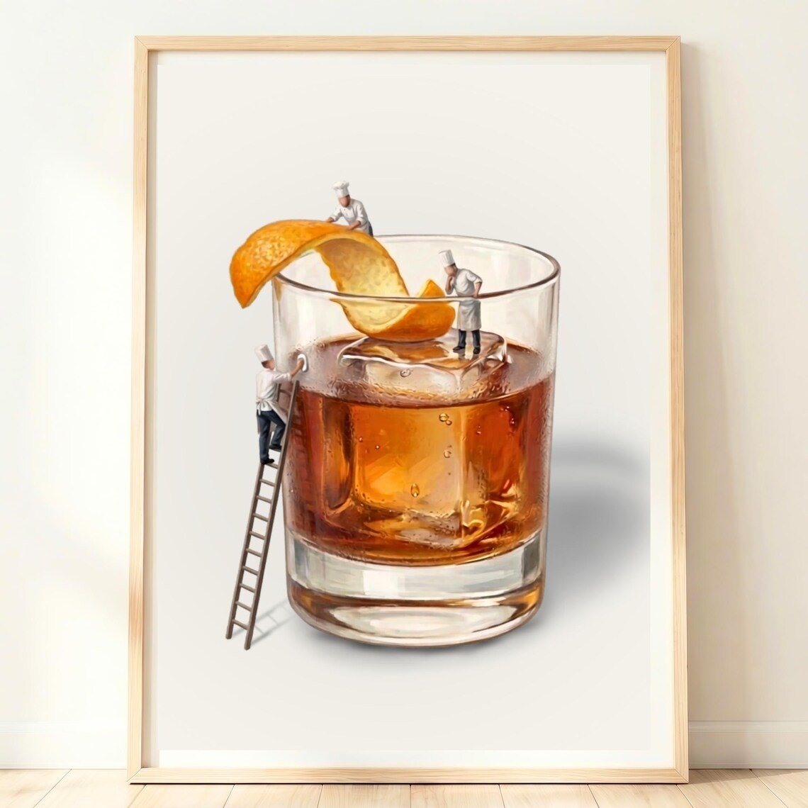 Old Fashioned Cocktail Poster, Bar Cart Decor