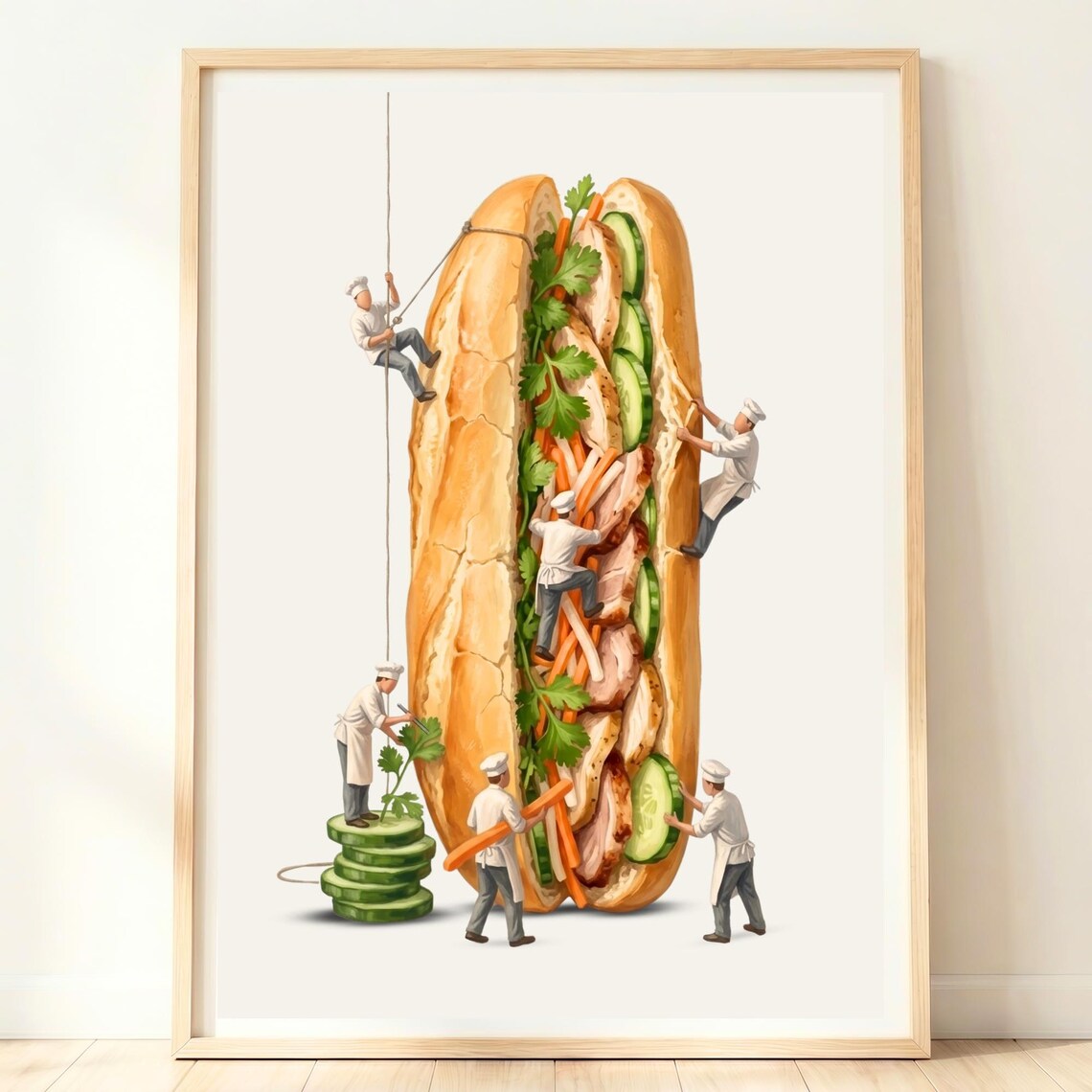 Banh Mi Wall Art Print, Vietnam Food Kitchen Decor