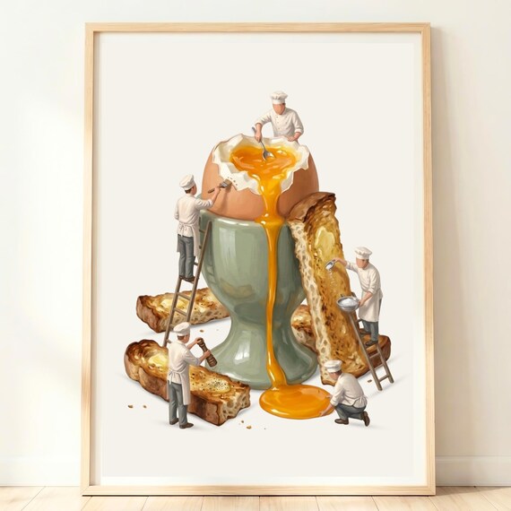 Egg Cup Wall Art Poster Breakfast Decor Print Kitchen