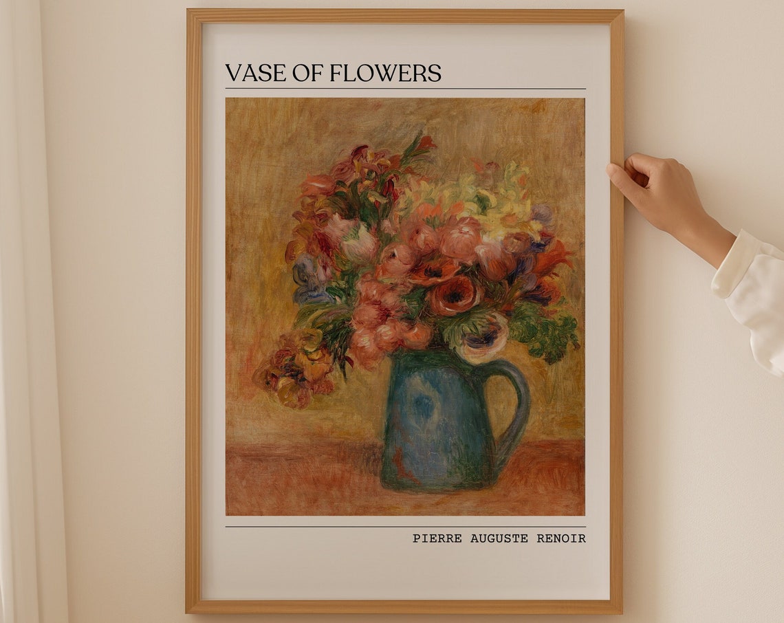 Vase Of Flowers Art Print Pierre Auguste Renoir Wall Poster Mid Century Oil Painting Flower Poster Gallery Wall Prints Mom Birthday Gift