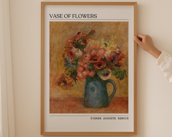 Vase Of Flowers Art Print Pierre Auguste Renoir Wall Poster Mid Century Oil Painting Flower Poster Gallery Wall Prints Mom Birthday Gift