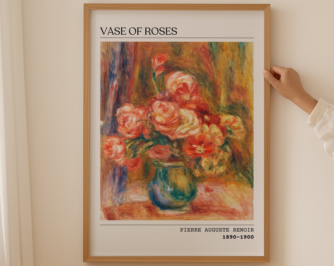 Pierre Auguste Renoir Vase of Roses 1890-1900 Bloom Romantic Poster