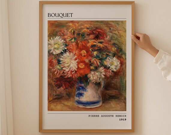 Bouquet Auguste Renoir Wall Art Garden Flowers Vintage Wall Art Flower Bouquet Oil Painting Living Room Decor Floral Art Print