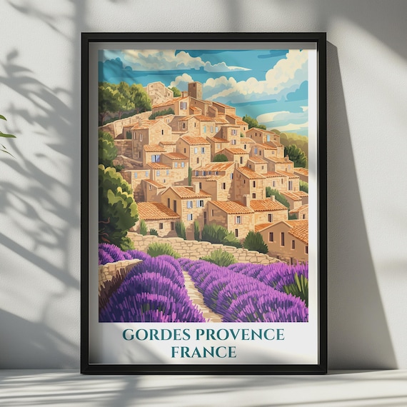 Gordes Provence France Lavender Fields Village Travel Poster